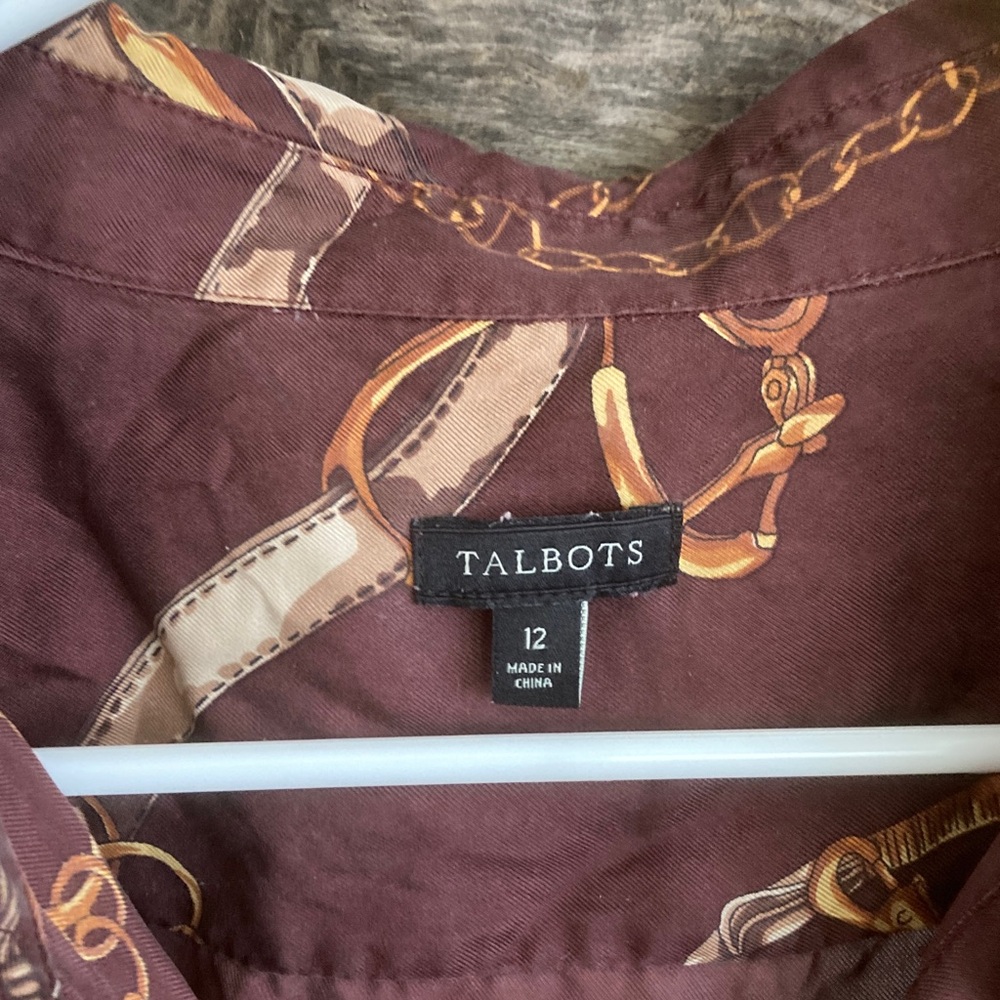 Talbots Burgundy Button Down Silk Equestrian Shirt - image 2